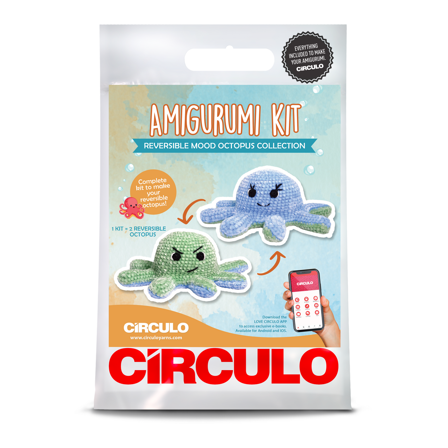 Amigurumi Kit-Reversible Mood Octopus