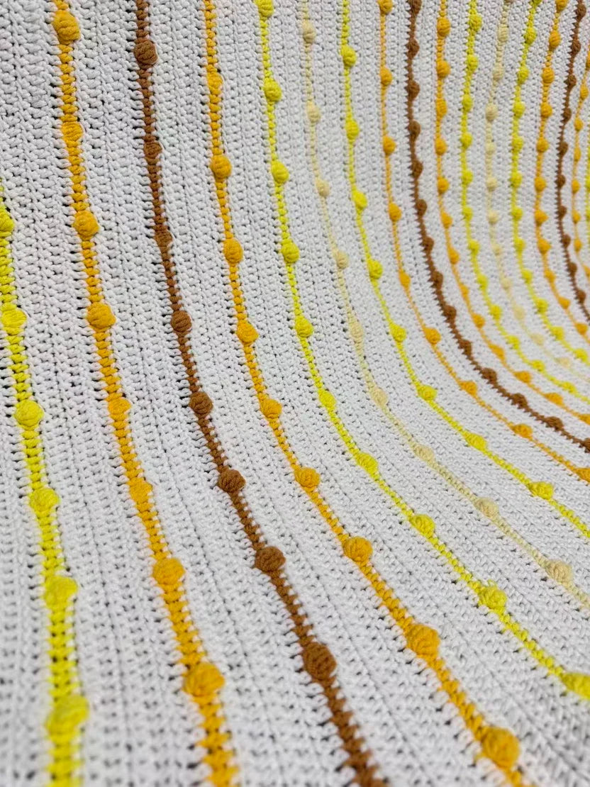 Crochet Bobble Blanket – Cream with Sunny Stripes Kit
