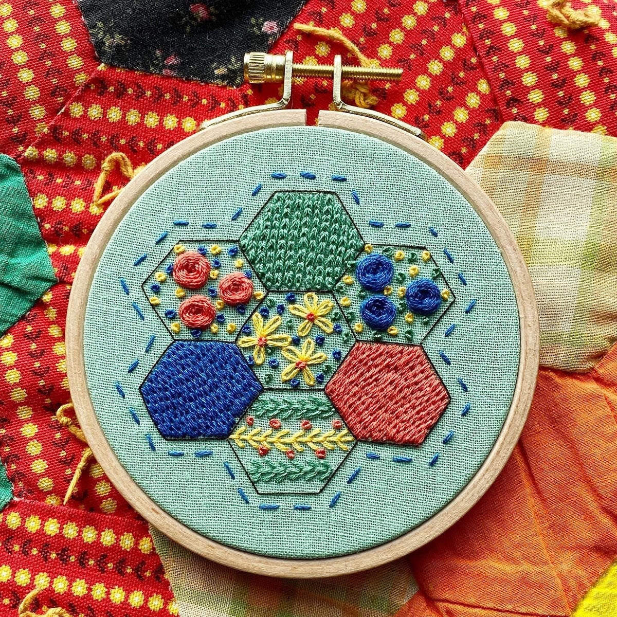 Hexie Harmony - Beginner Embroidery Kit