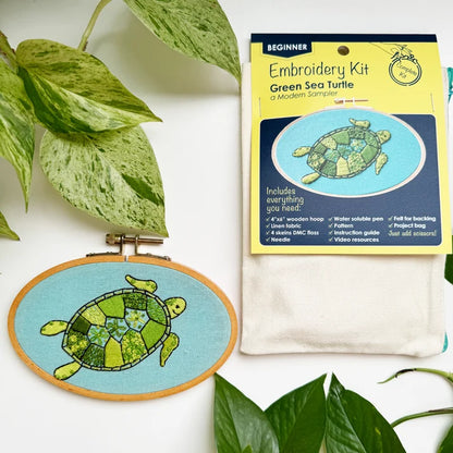 Green Sea Turtle - Design Your Own Embroidery Kit