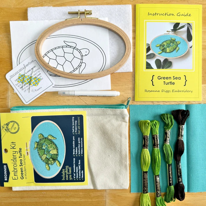 Green Sea Turtle - Design Your Own Embroidery Kit
